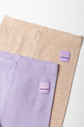 2 Pack Leggings Mauve & Natural (1)