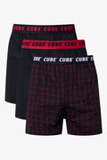 3 Pack Woven Boxers Red And Black