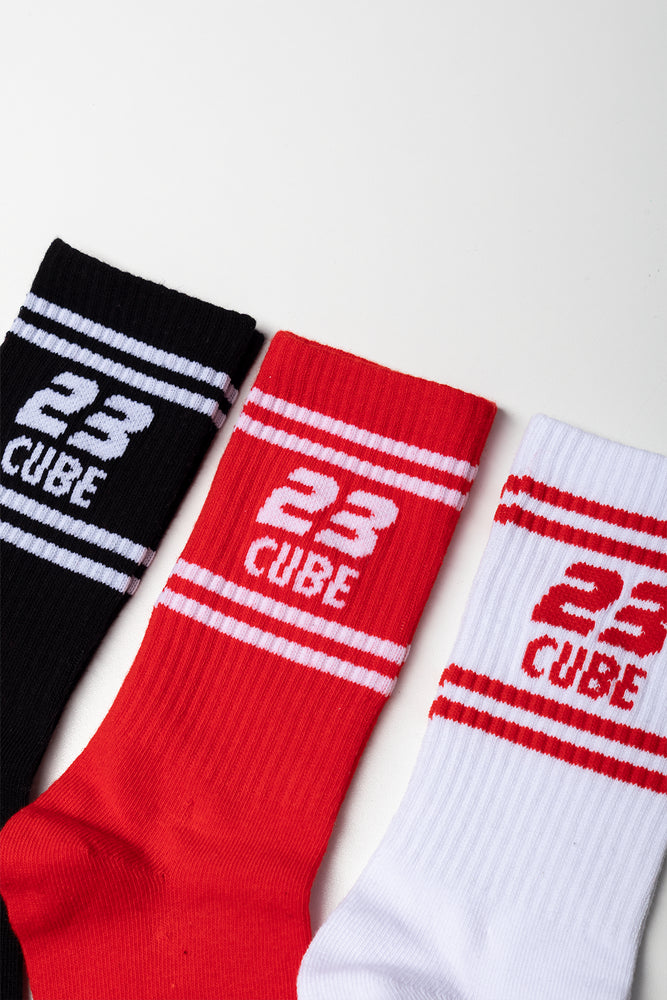 3 Pack Anklet Socks Red Black And White (1)