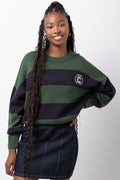 Stripe Crew Neck Tracktop Green