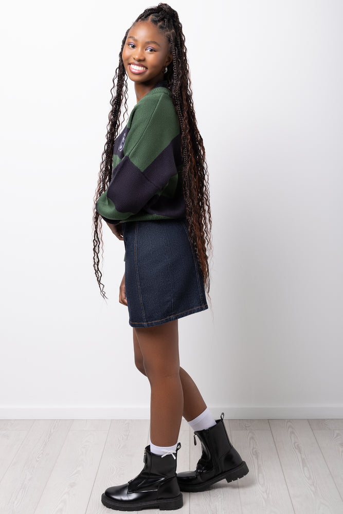 Stripe Crew Neck Tracktop Green (1)
