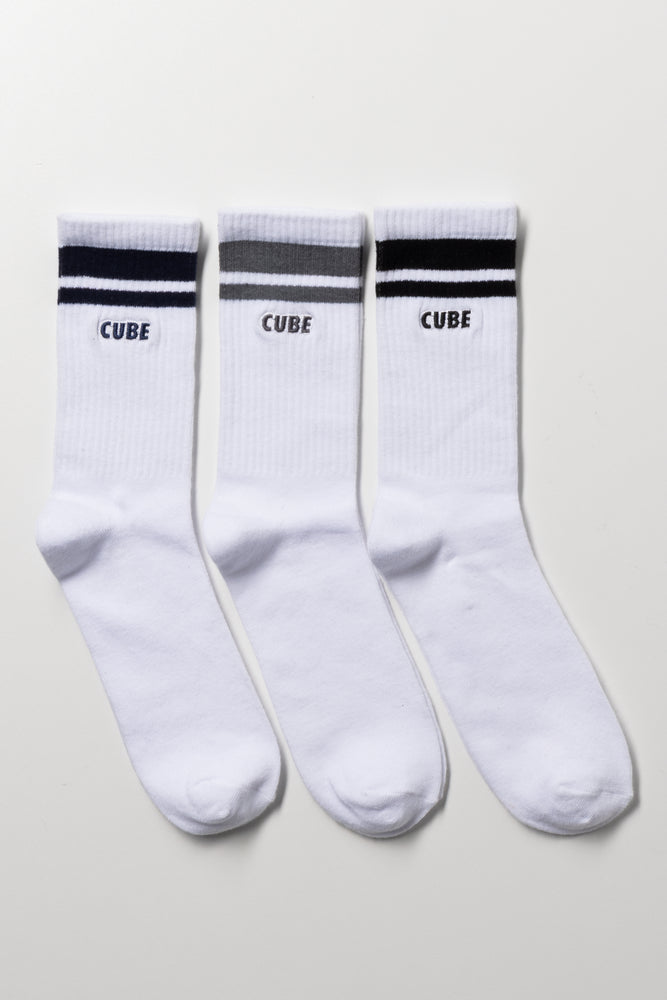 3 Pack Stripe Socks Navy And White