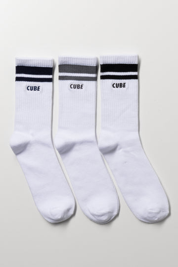 3 Pack Stripe Socks Navy And White
