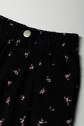Ditsy Print Corduroy Pants Black (1)