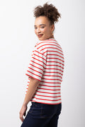 Short Sleeve Striped T-Shirt Red & Cream (2)