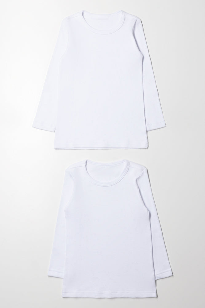 White Long Sleeve Vests 2 Pack
