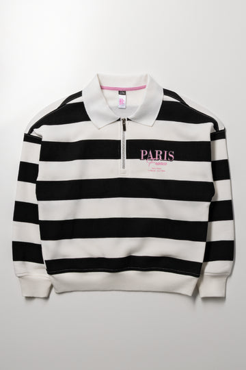 Paris Stripe Tracktop Black And White