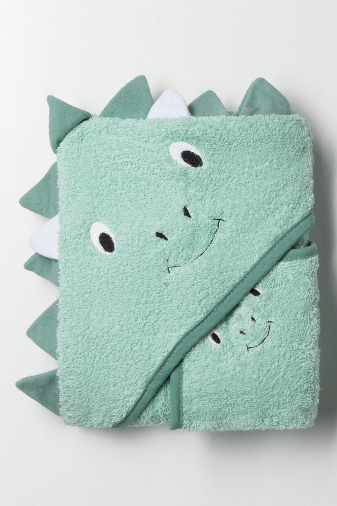2 Pack Dinosaur Towel Green