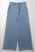 Sporty Wide Leg Pull On Denim Jeans Light Blue