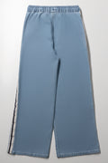 Sporty Wide Leg Pull On Denim Jeans Light Blue (2)