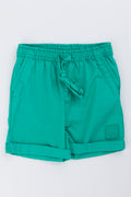 Green Poplin Casual Shorts