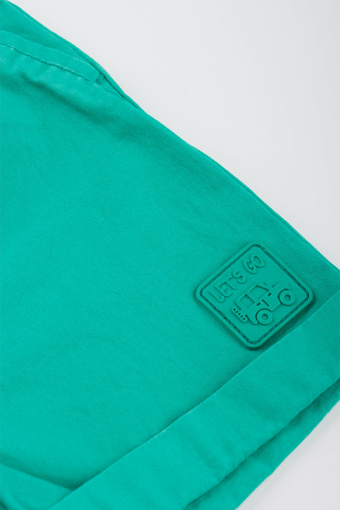 Green Poplin Casual Shorts (1)
