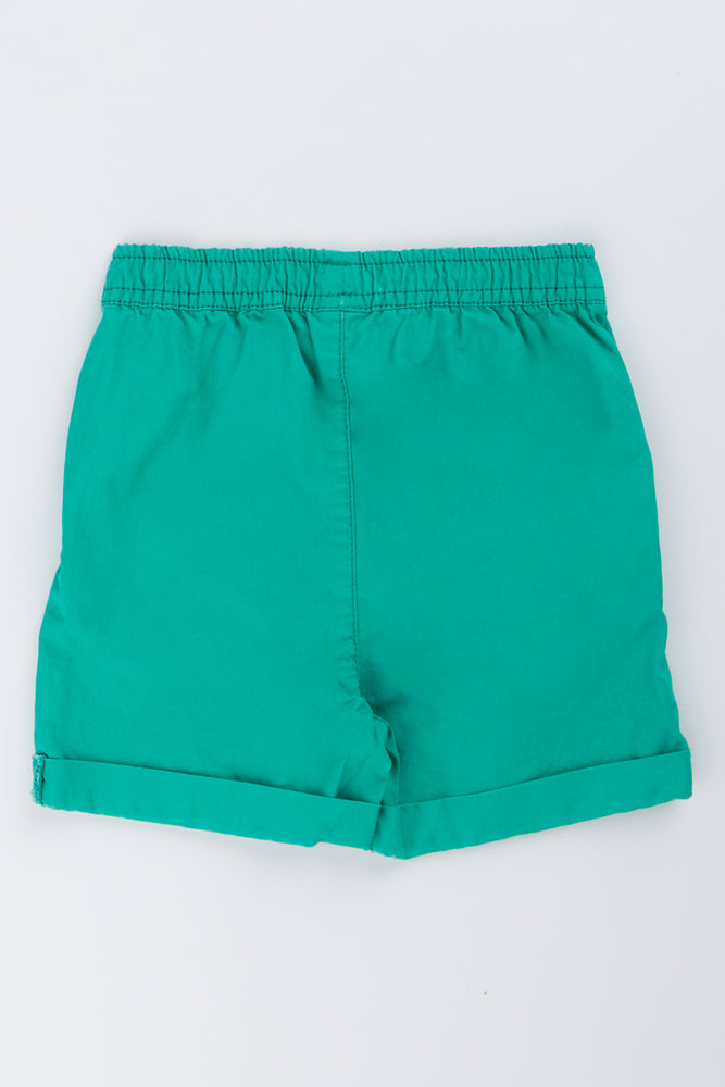 Green Poplin Casual Shorts (2)
