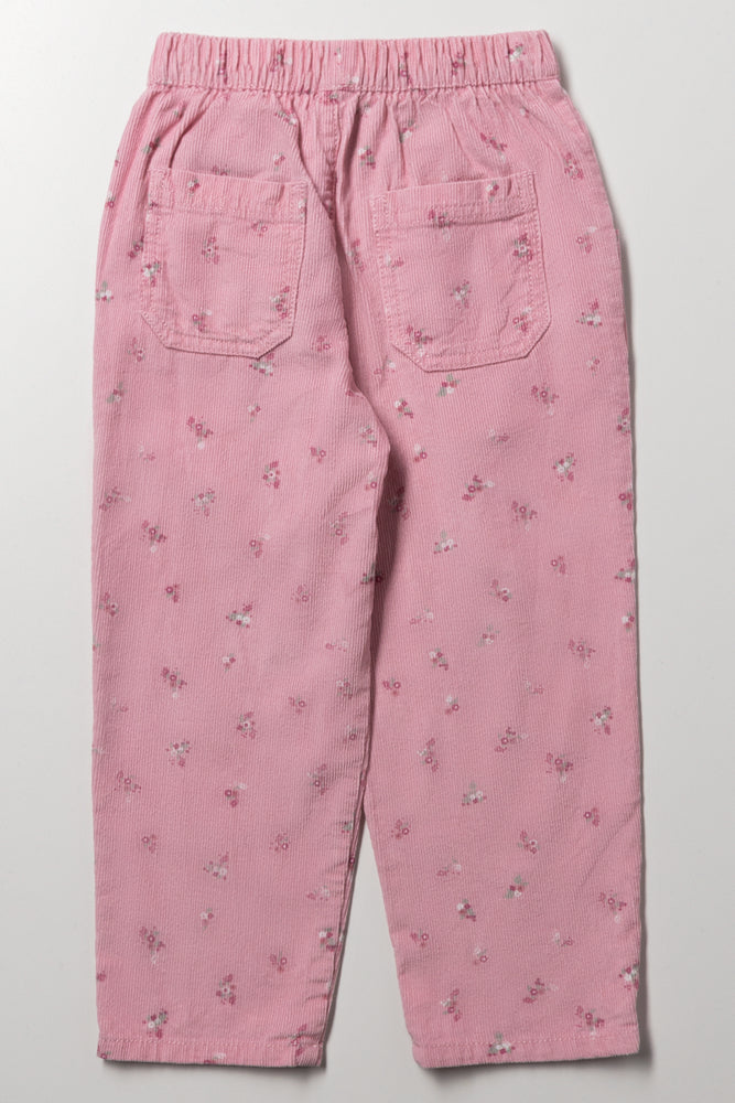 Ditsy Print Corduroy Pants Pink (2)