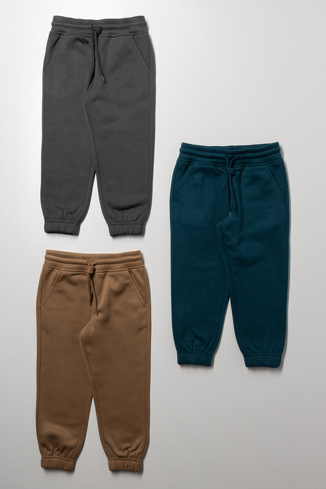 3 Pack Trackpants Teal, Dark Grey And Tobacco
