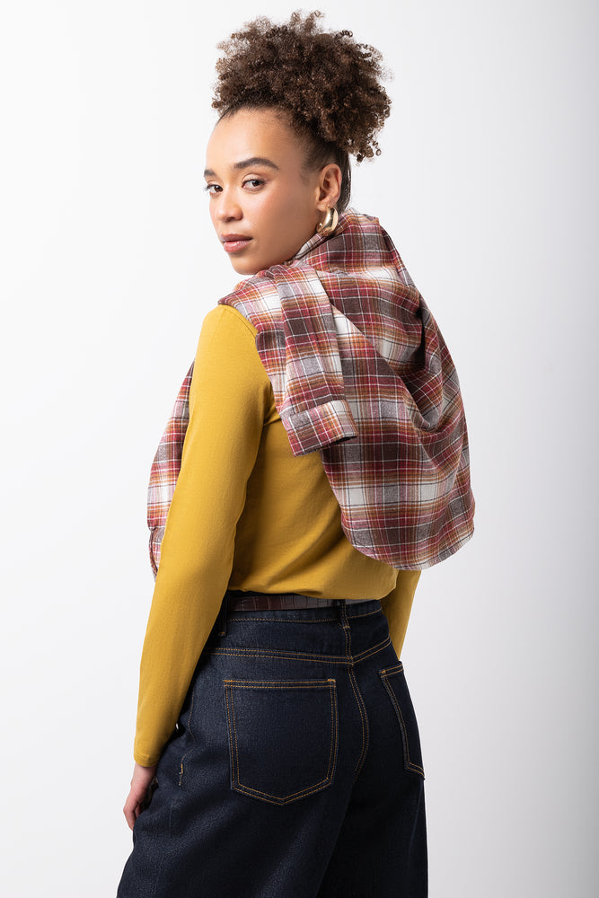 Long Sleeve Crew Neck Top Ochre (2)