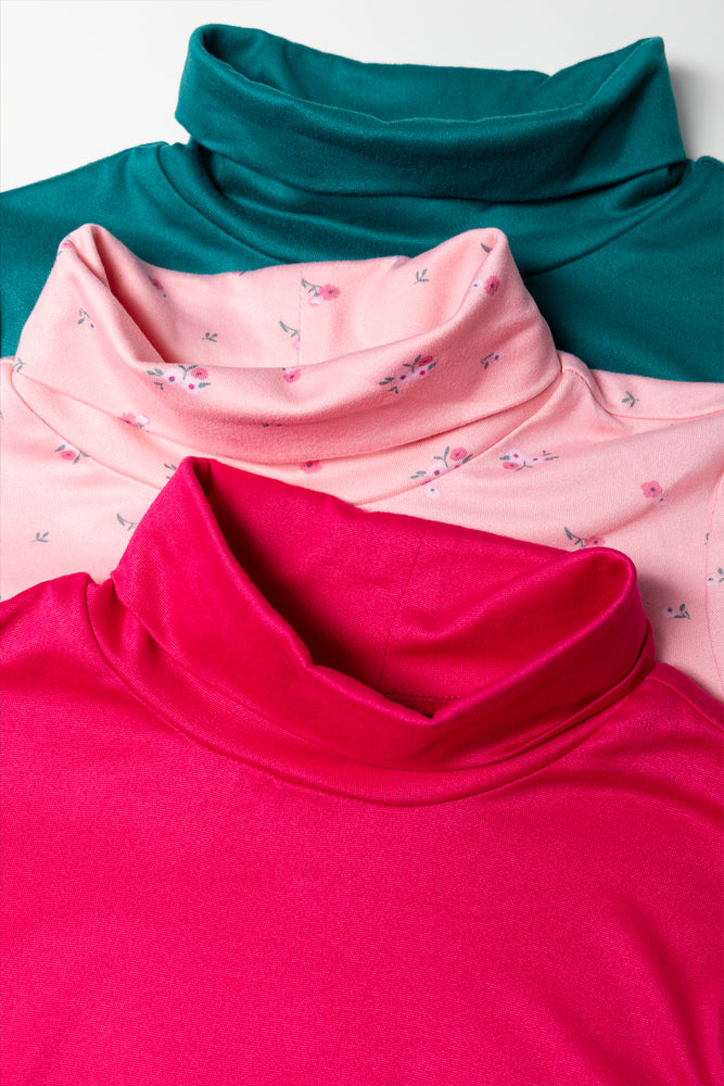 3 Pack Floral Polonecks Pink And Teal (1)