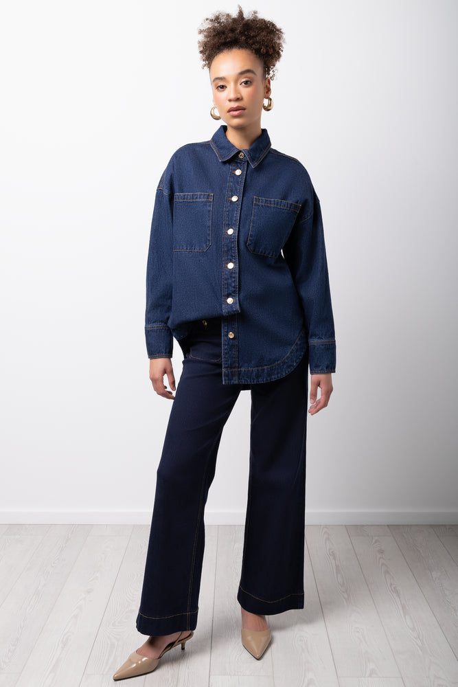 Dark Wash Denim Utility Shirt