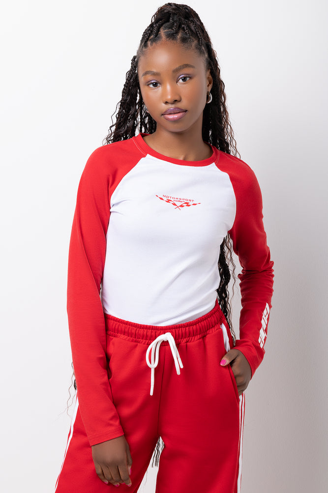 Fitted Long Sleeve T-Shirt Red