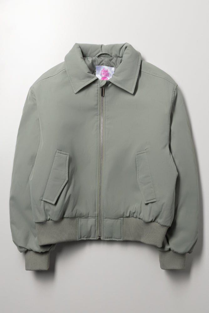 Collar Bomber Jacket Green