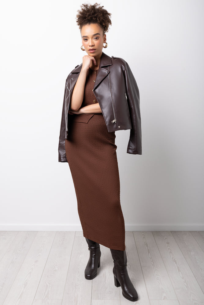 Bubble Knit Skirt Brown
