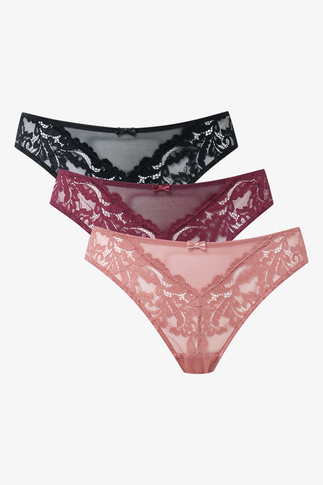 3 Pack Lace Mesh Bikinis
