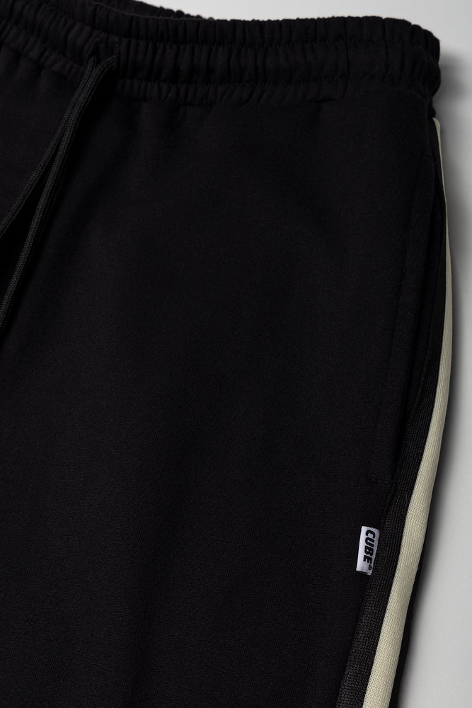 Wide Leg Side Tape Trackpants Black (1)