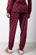 Heart Print Fleece Pyjamas Burgundy (6)