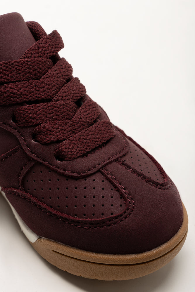 Retro Lace Up Sneakers Burgundy (2)