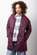 Longer Length Puffer Jacket Burgundy