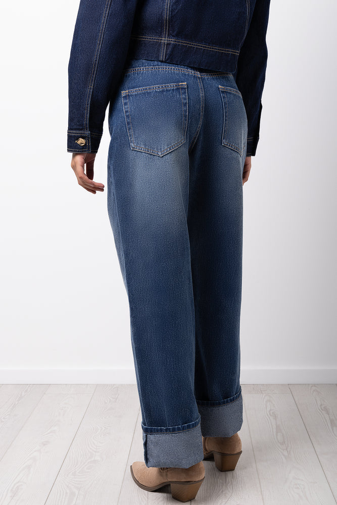 Straight Baggy Jeans With Turn-up (2)