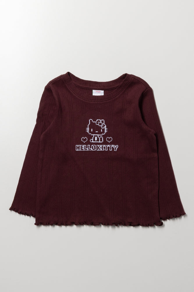 Burgundy Hello Kitty Long Sleeve Top