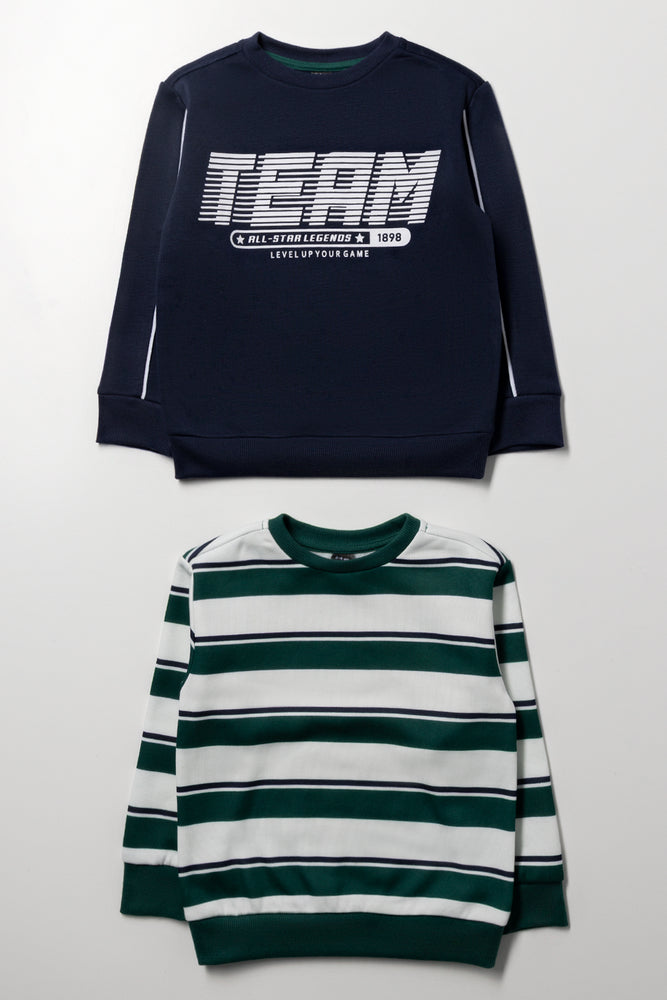 2 Pack Crew neck Tracktops Navy & Green