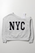 Grey Oversized NYC Off Shoulder Top