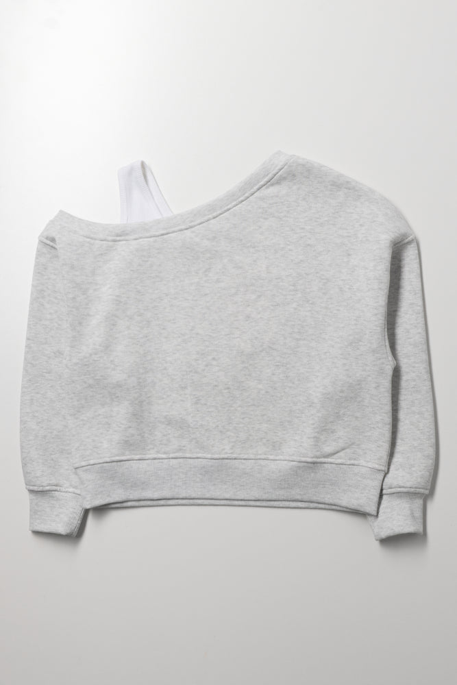 Grey Oversized NYC Off Shoulder Top (2)