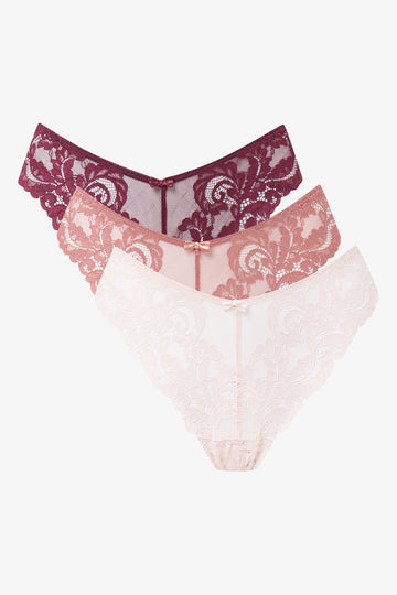 3 Pack Lace Mesh Thongs