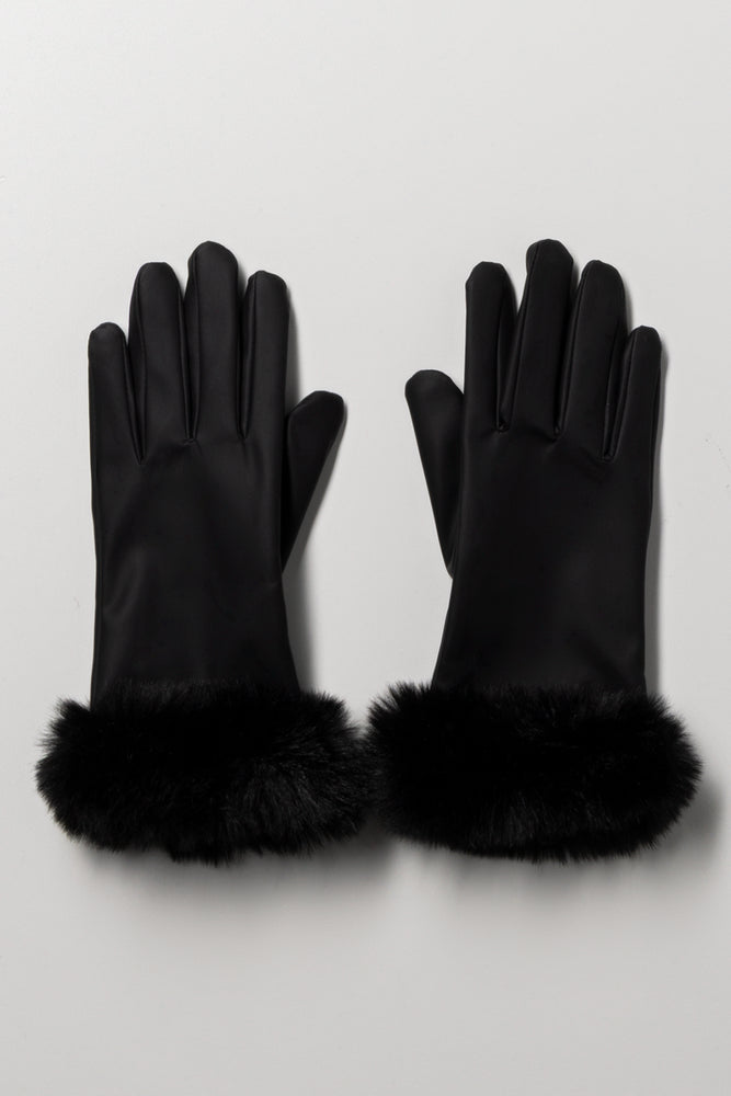 Suede Gloves With Fur Black