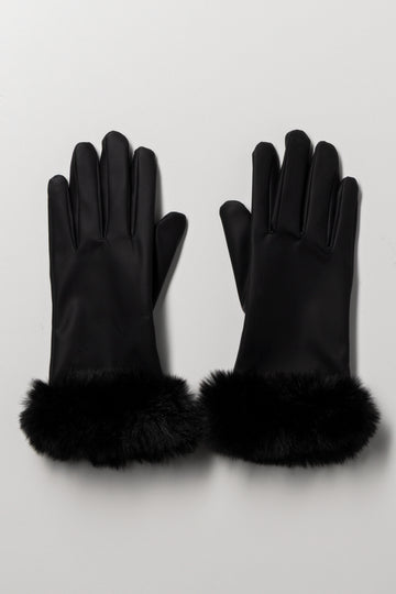 Suede Gloves With Fur Black