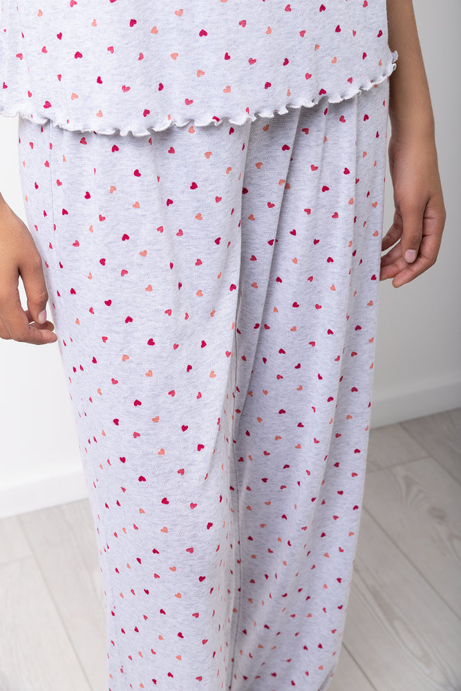 Heart Crew Neck Pyjamas Grey (7)