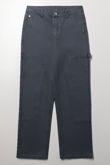 Straight Leg Pants Dark Grey