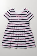 Stripe Short Sleeve T-Shirt Dress Navy And Pink