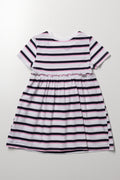 Stripe Short Sleeve T-Shirt Dress Navy And Pink (2)