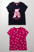 2 Pack Short Sleeve T-Shirts Navy And Pink