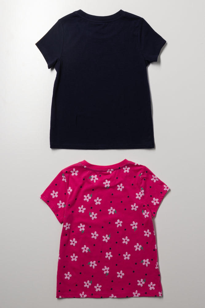 2 Pack Short Sleeve T-Shirts Navy And Pink (2)