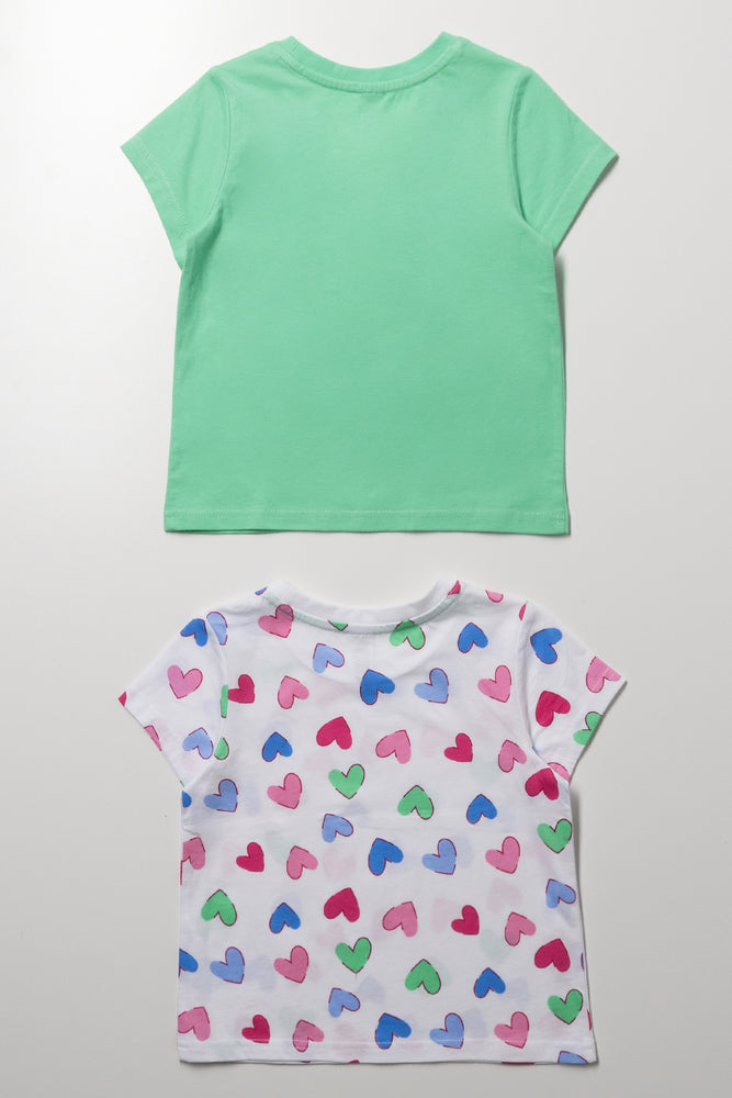 2 Pack Tennis Cat Short Sleeve T-Shirts Green And White (2)