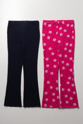 2 Pack Rib Flare Leggings Navy And Pink (2)