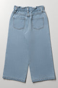 Flower Wide Leg Denim Jeans Blue (2)