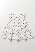 Spot Peplum Textured Vest White