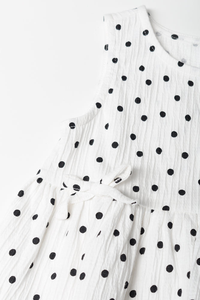 Spot Peplum Textured Vest White (1)