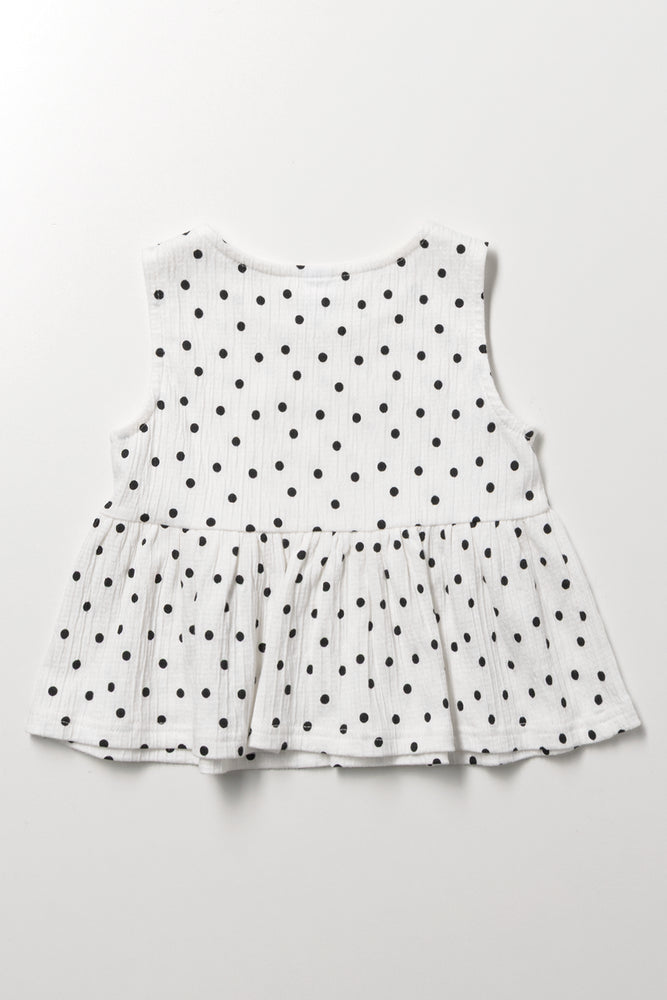 Spot Peplum Textured Vest White (2)